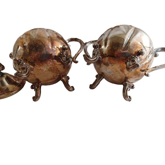 English Silver Mfg Corp USA 4 Pc Coffee Tea Set 2 Pots Sugar Creamer Silverplate - Picture 6 of 12